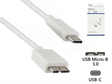 DINIC Kabel USB 3.2 Typ C St./USB 3.0 micro B St., weiß, 1m